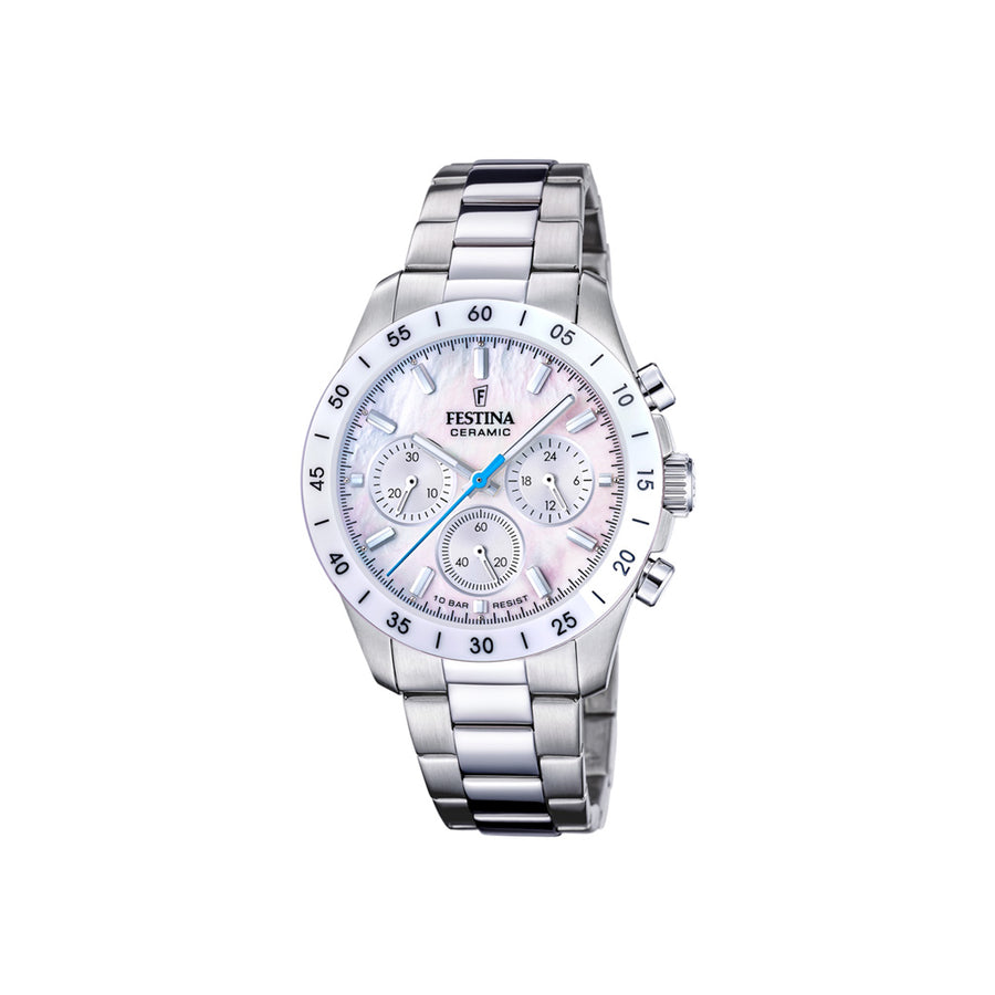 Festina Ceramic, Pearl Dial, Chronograph Watch