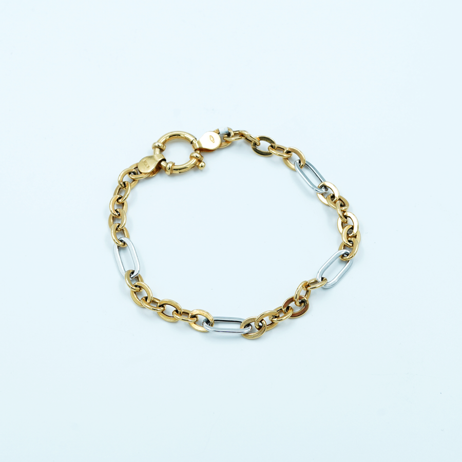 9ct White And Yellow Gold Two Tone, Signoretti Clasp Bracelet
