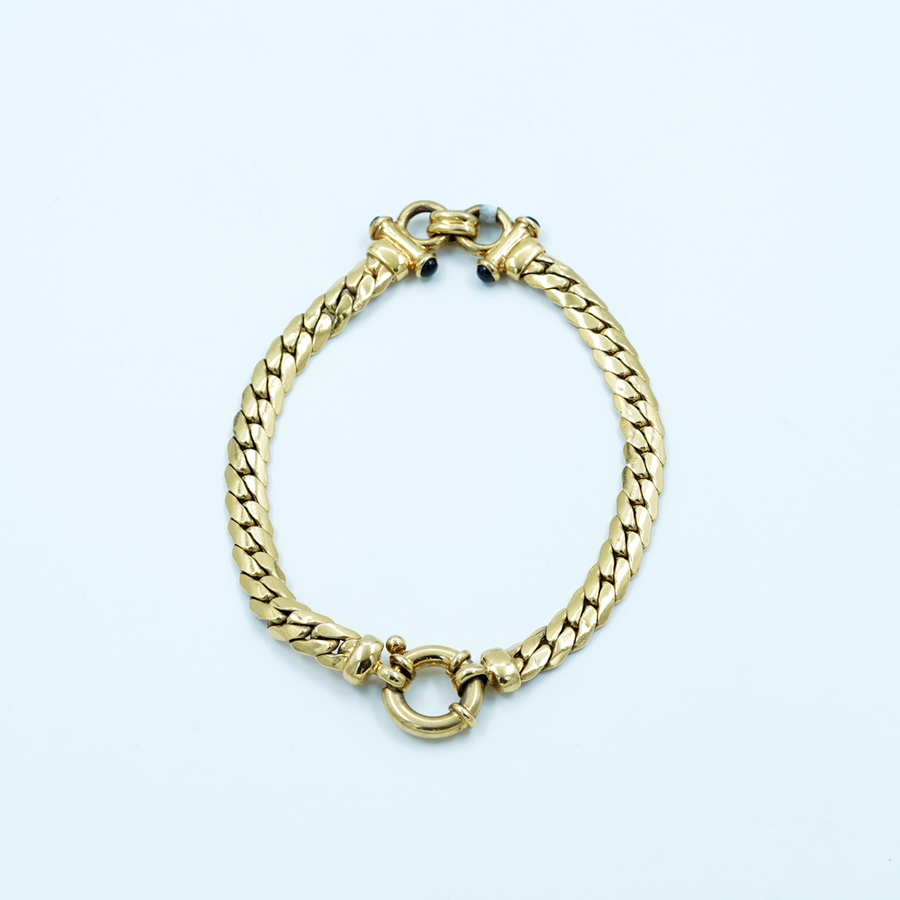 9ct Yellow Gold Flat Curb, Small Signoretti Clasp Bracelet
