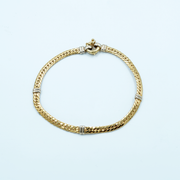 9ct Yellow Gold Flat Snake, 3 Double Spaced Bars Bracelet