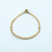 9ct Yellow Gold Flat Snake, 3 Double Spaced Bars Bracelet