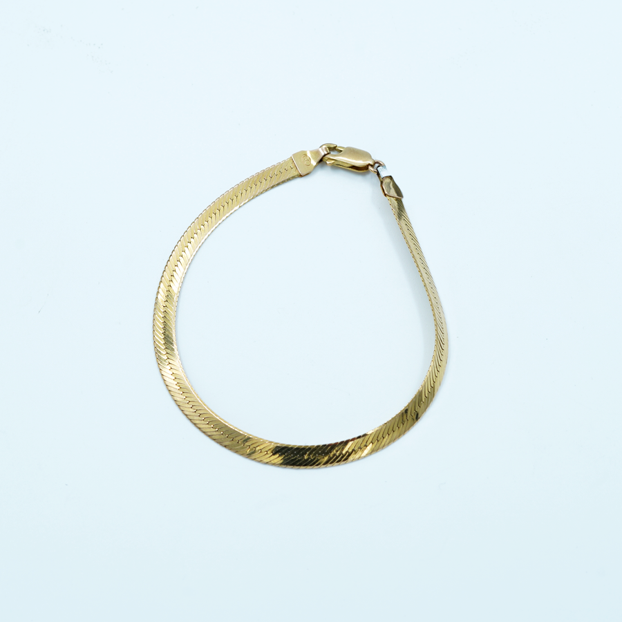 9ct Yellow Gold Herringbone, Italian Clasp Bracelet