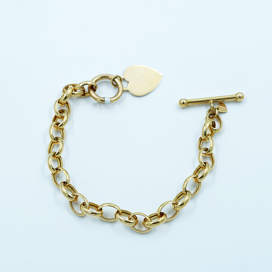 14ct Yellow Gold Belcher, T-Bar Clasp Bracelet