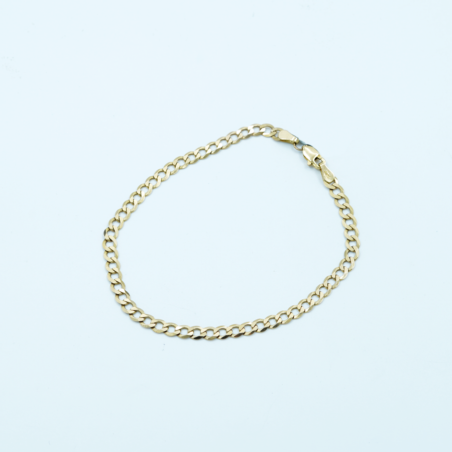 9ct Yellow Gold Flat Curb, Italian Clasp Bracelet