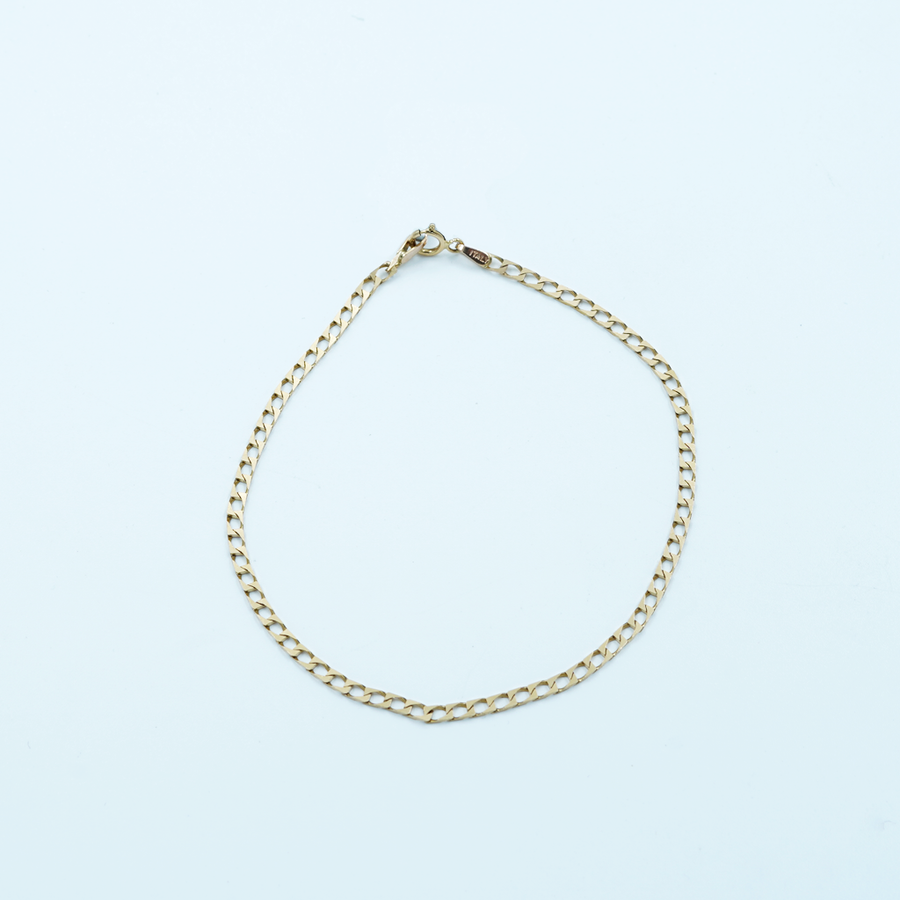 9ct Yellow Gold Square Flat Curb, Bolt Ring Clasp Bracelet
