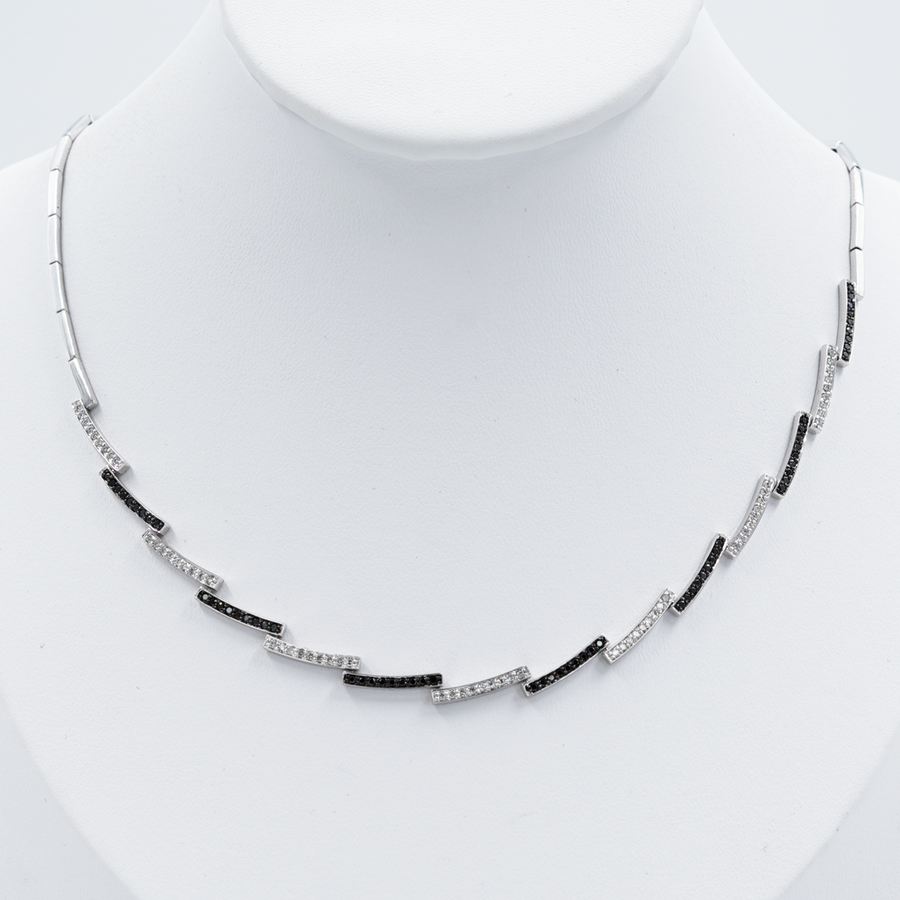 White Gold Stepped Diamond Necklace