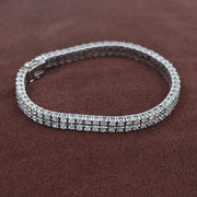 Silver Square CZ Double Row Tennis Bracelet