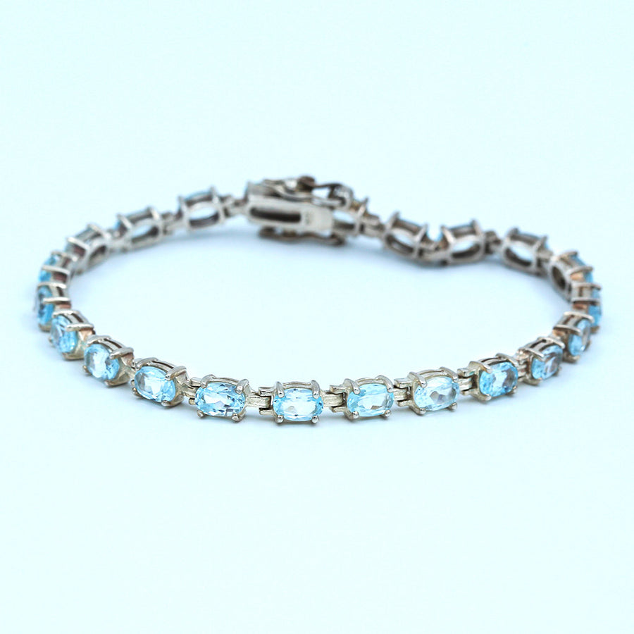 Silver Blue Topaz Tennis Bracelet