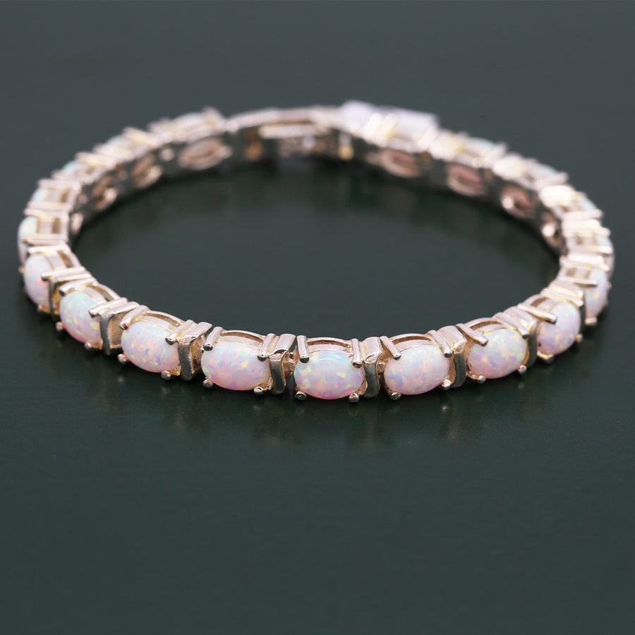 Silver White Opal Tennis Bracelet