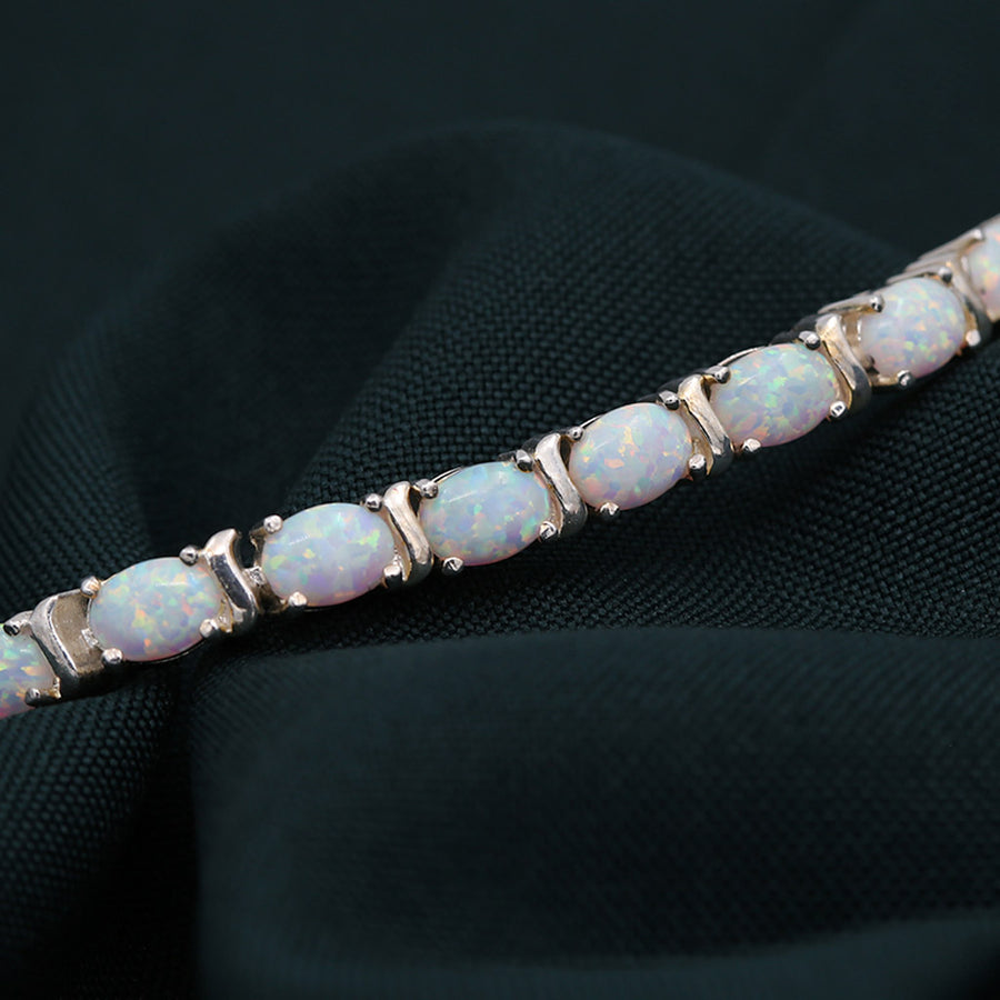 Silver White Opal Tennis Bracelet
