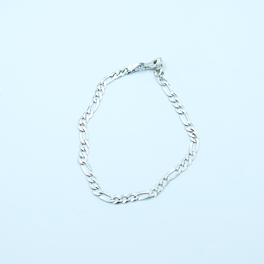 Silver Figaro Link Bracelet