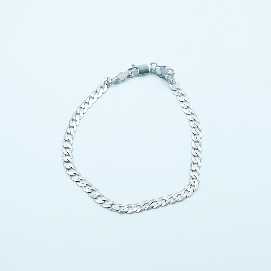 Silver Flat Curb Bracelet
