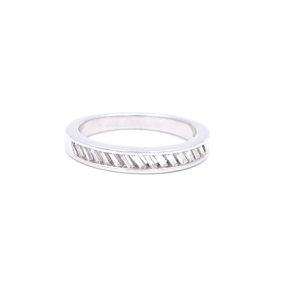 Silver Angled CZ Baguette Eternity Ring