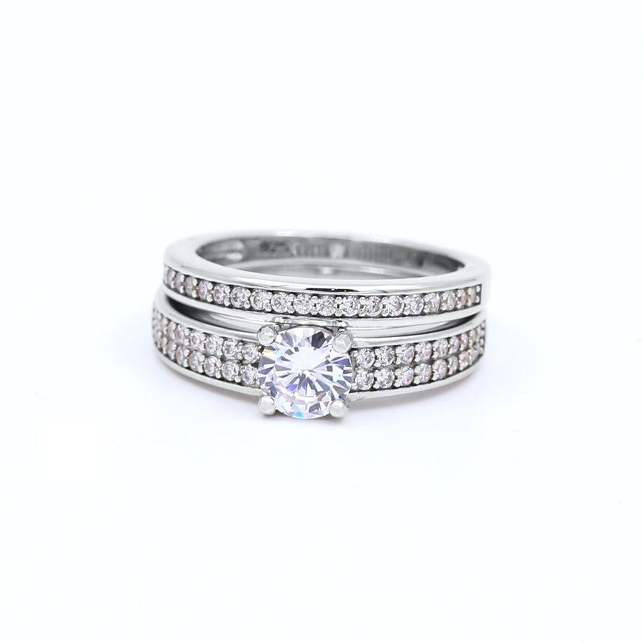 Silver Two band CZ Wedding Ring