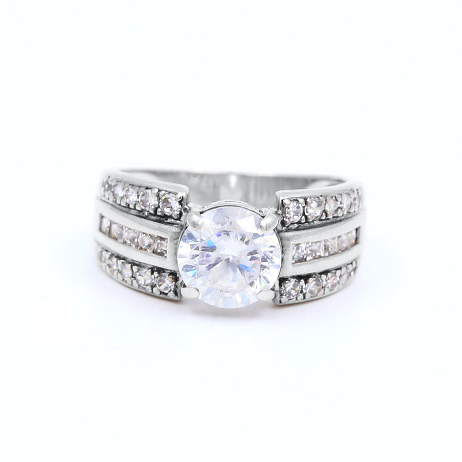 Silver Brilliant CZ Engagement Ring