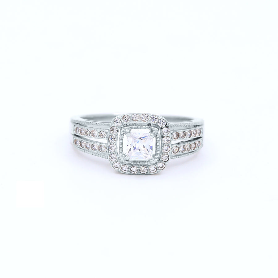 White Gold Square Diamond Engagement Ring