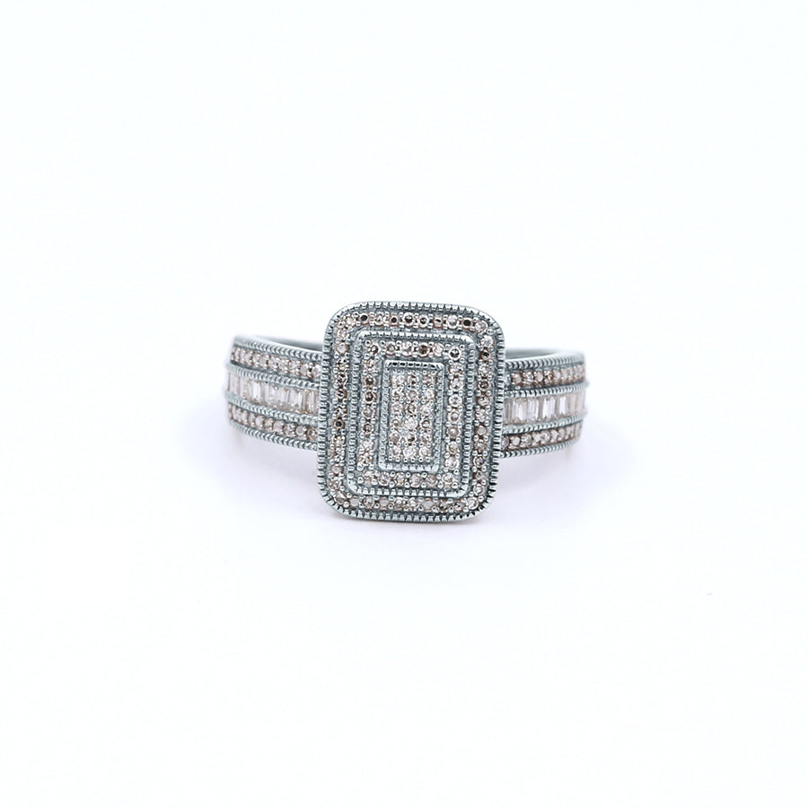 White Gold Raised Baguette Engagement Ring