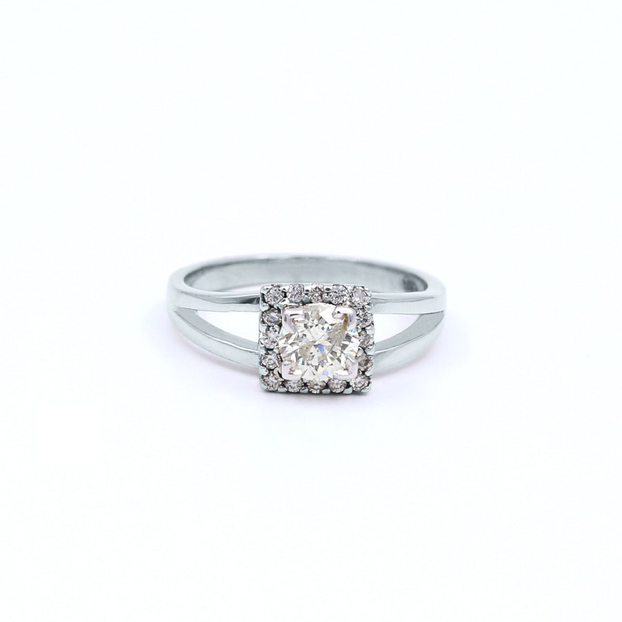 White Gold Split Band Engagement Ring