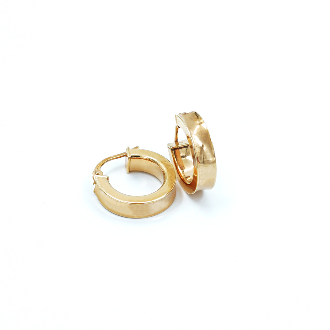 Ladies Yellow Gold Concave Hoop Earring