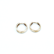 Ladies Yellow Gold Narrow Oval Huggie Earrings