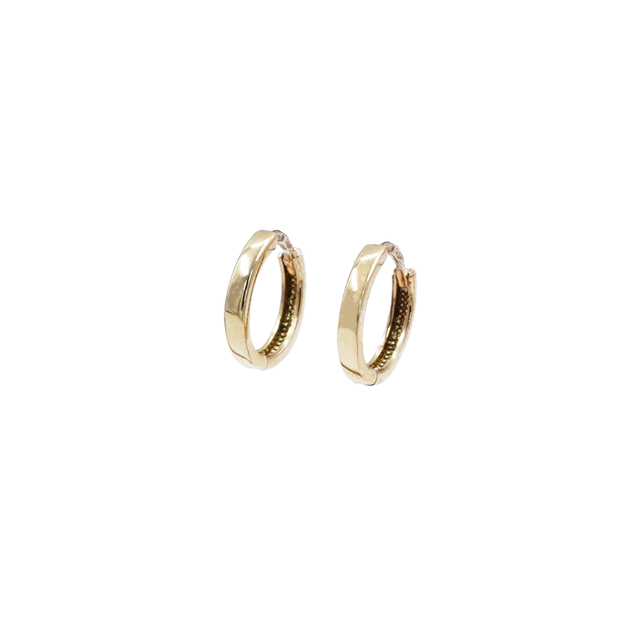Ladies Yellow Gold Narrow Huggie Earring