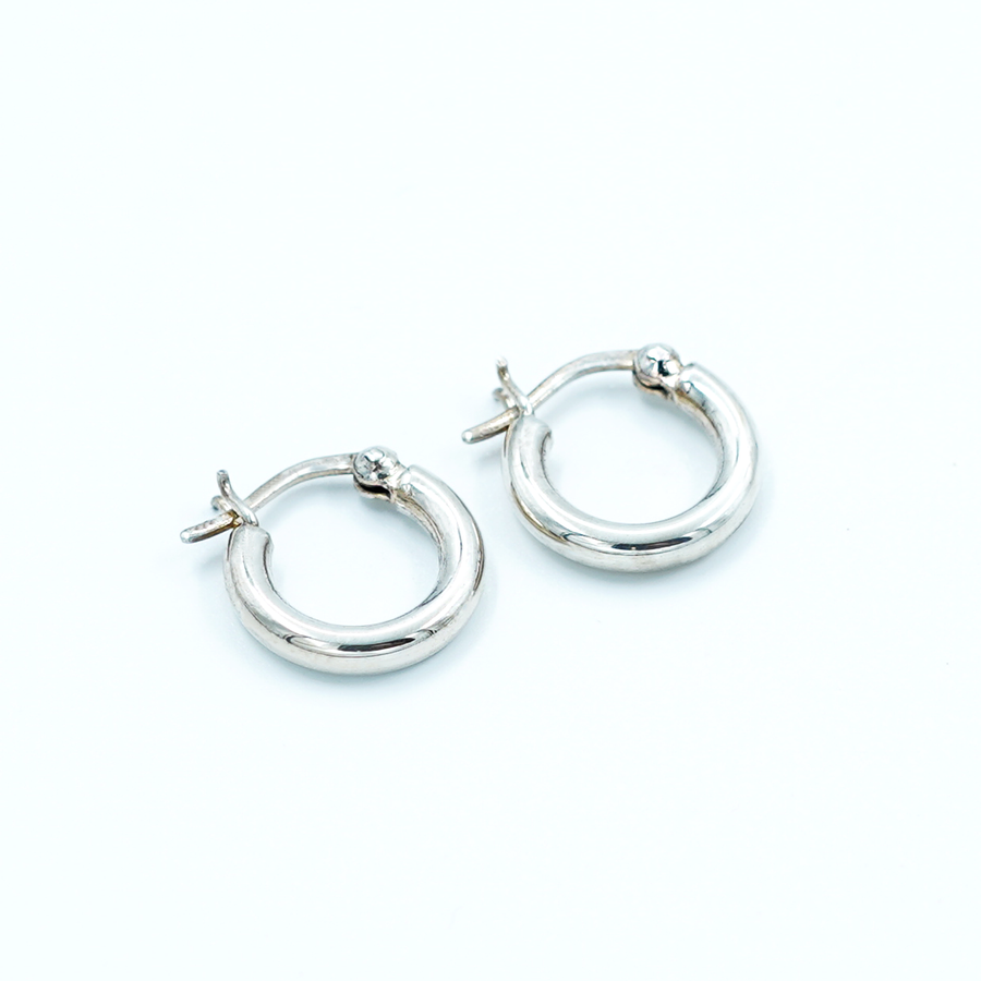 Ladies Silver Small Tubular Hoop Earring