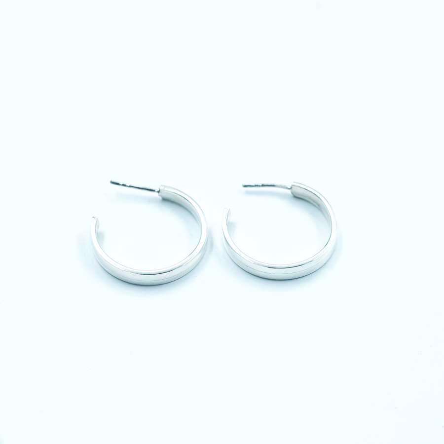 Ladies Silver Earring 3/4 Round Hoop
