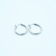 Ladies Silver Earring hoop tube med