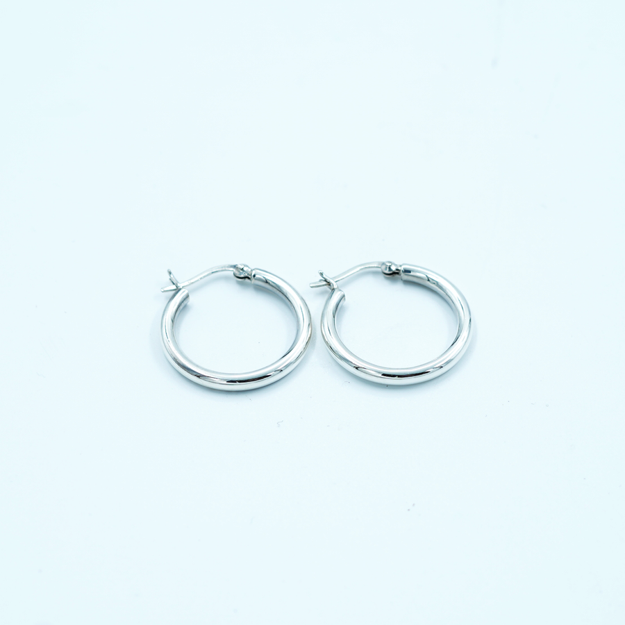 Ladies Silver Earring hoop tube med