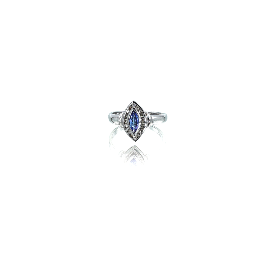 Ladies White Gold Tanzanite Marque Ring