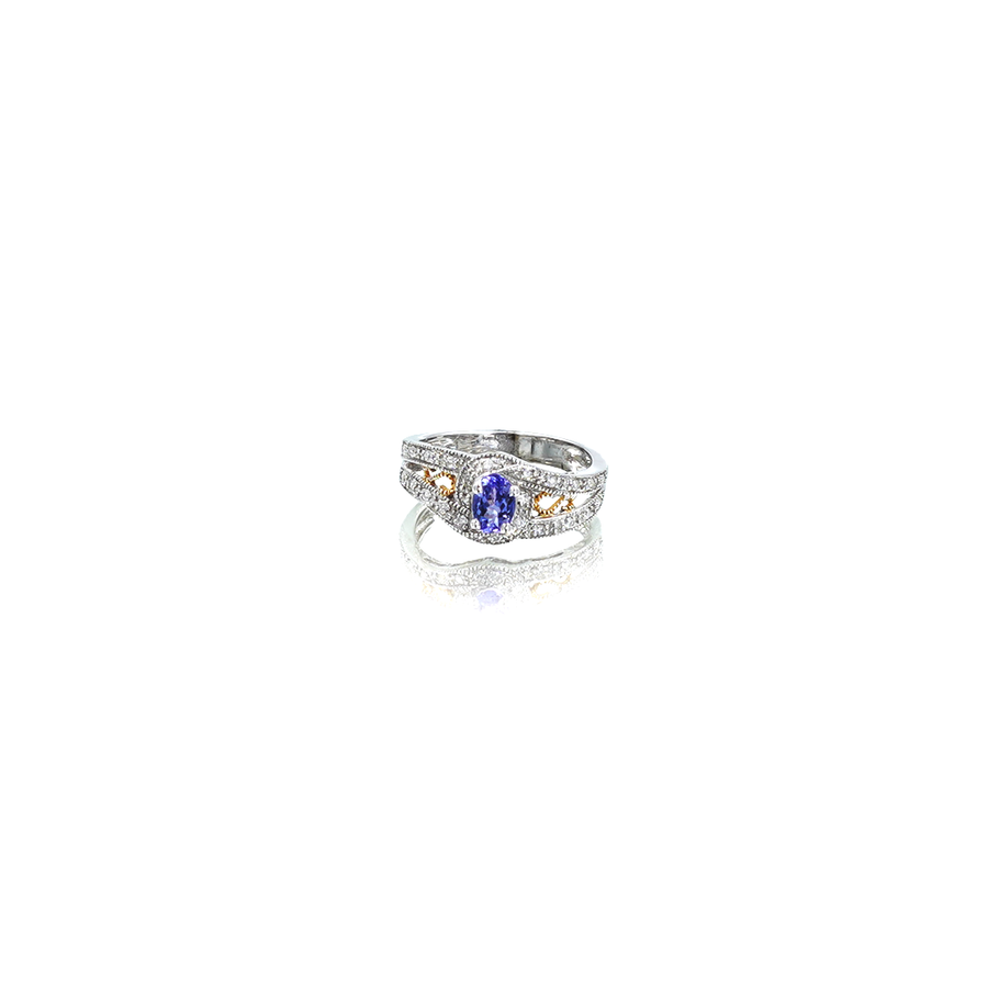 Ladies Oval 4 Claw Tanzanite, 9ct White Gold Ring