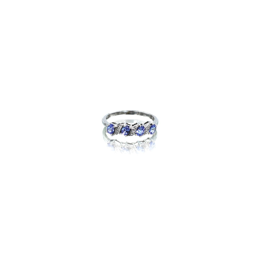 Ladies White Gold Tanzanite 4 stone Ring