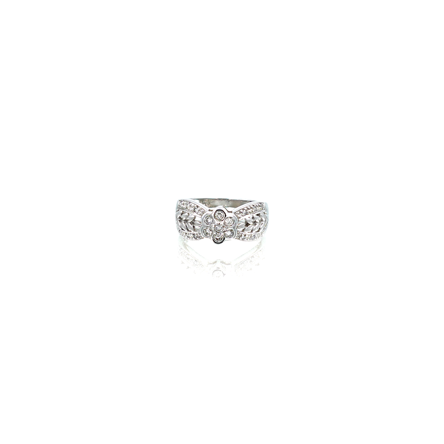 White Gold Bow Design Diamond Ring