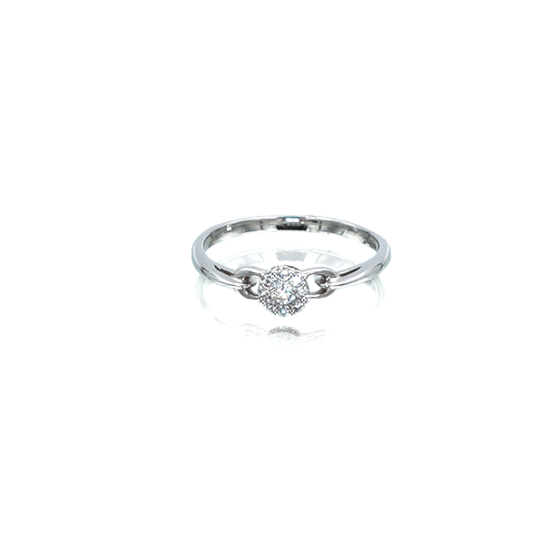 White Gold Looped Design Cluster Diamond Ring