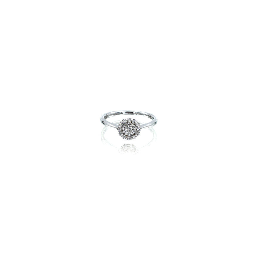White Gold Flower Cluster Diamond Ring
