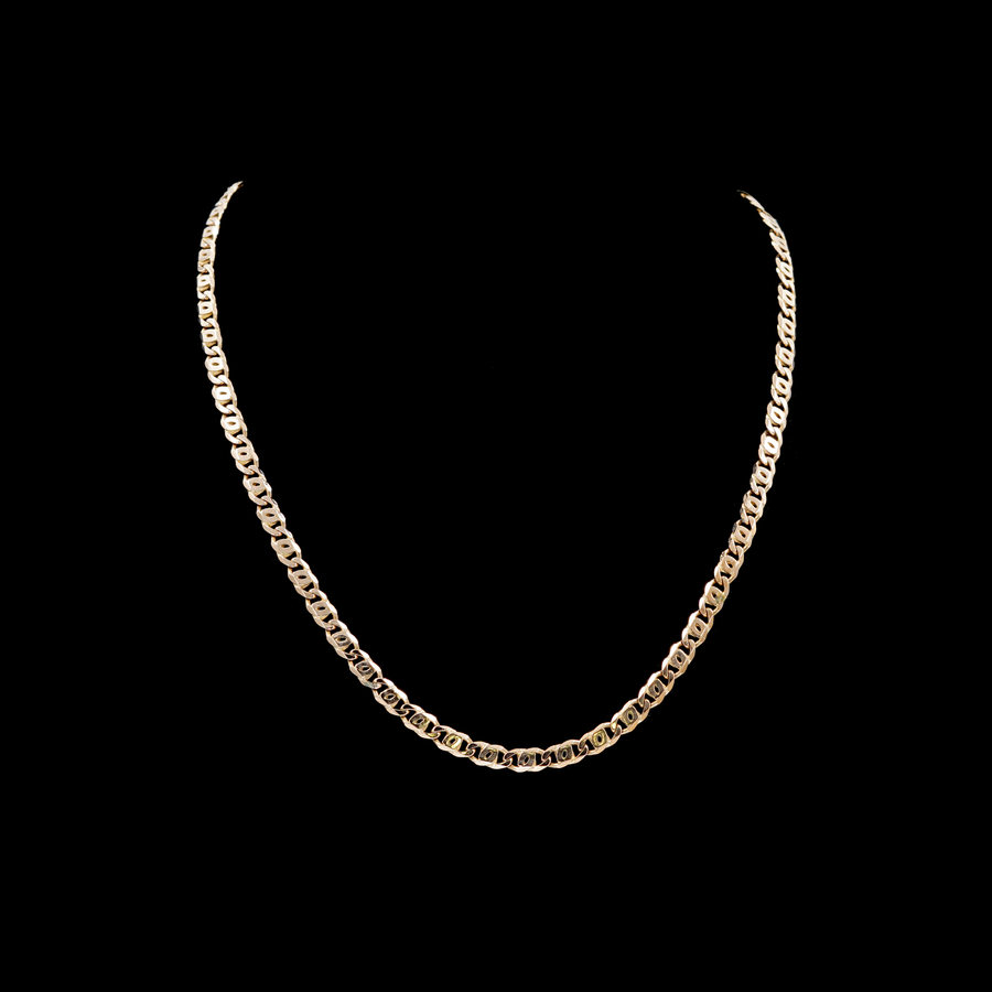Mens Yellow Gold Flat Mariner Link Chain