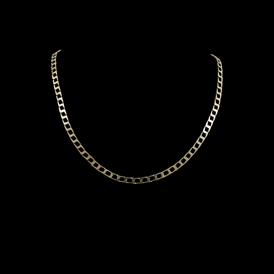 Mens Yellow Gold Flat Open Square Curb Link Chain
