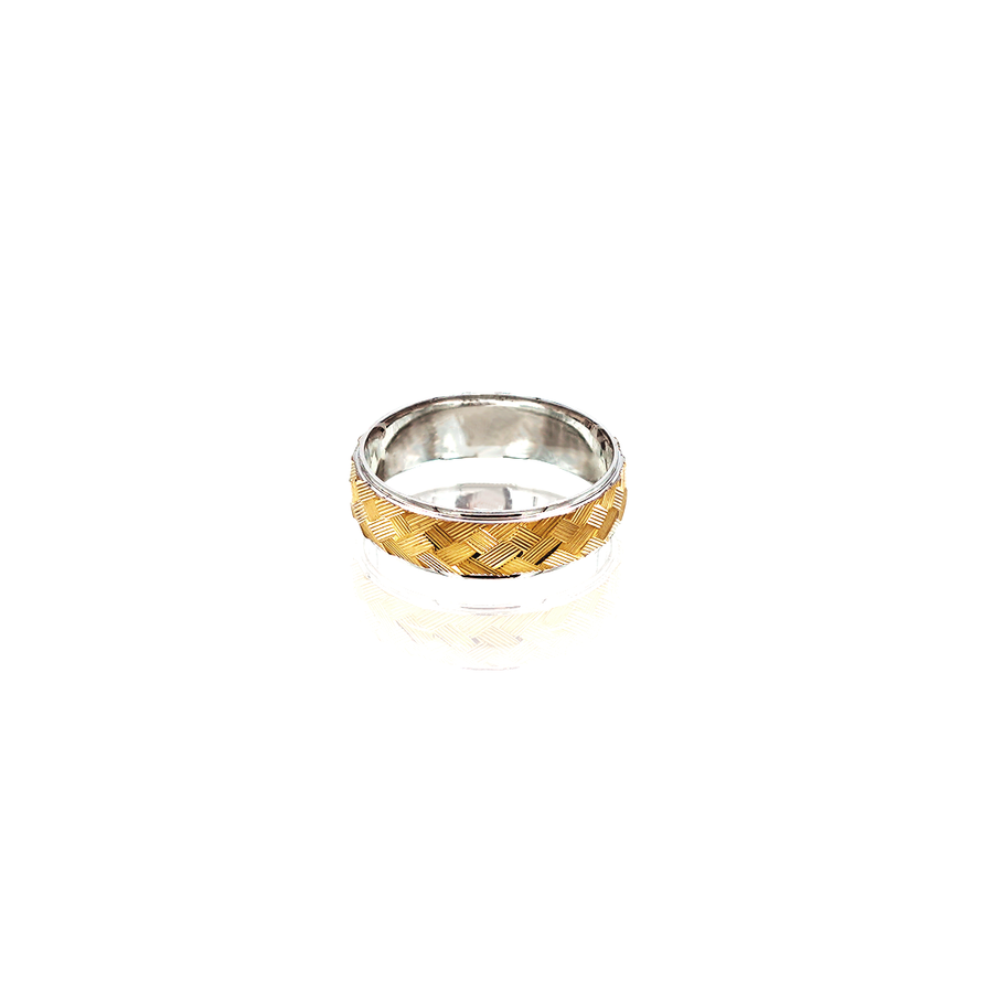 Gold Rough Basket Weave Ring