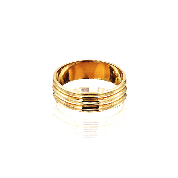 Mens 9ct Yellow Gold, 2x Round Rib Ring