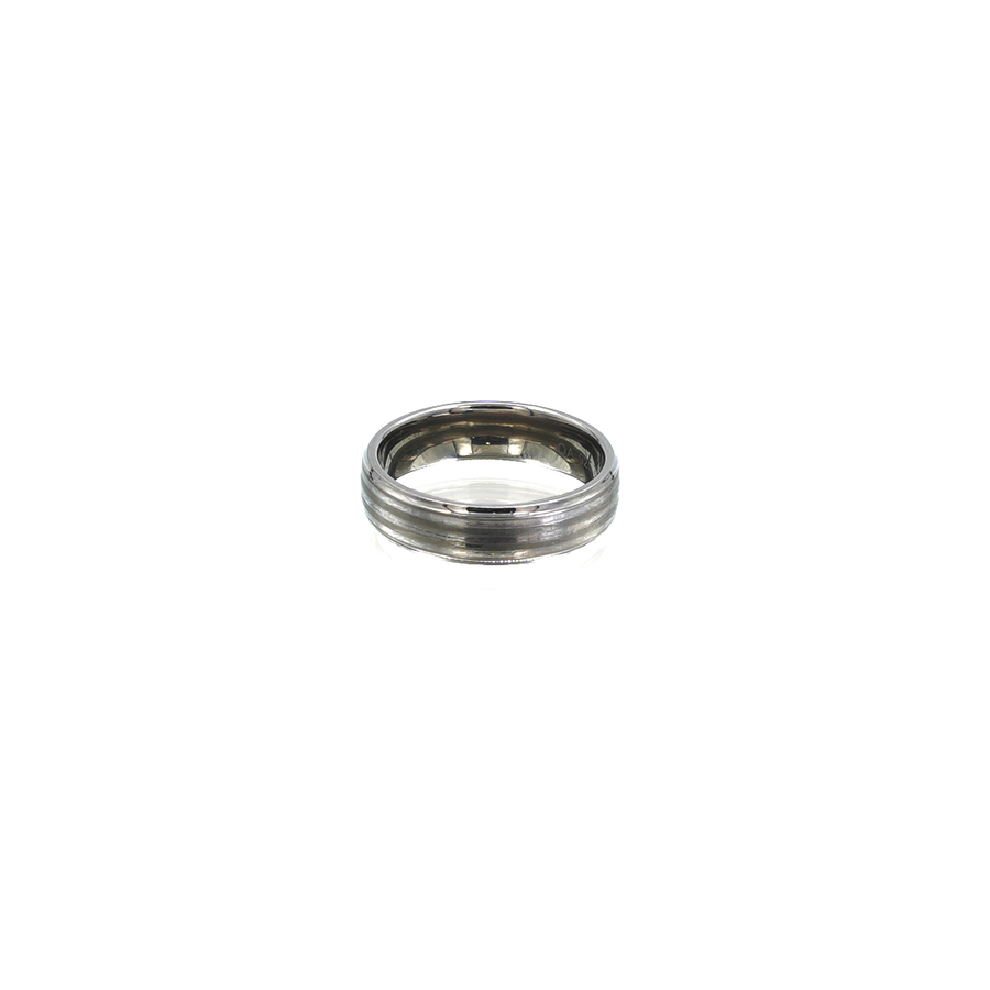 Mens Titanium Matte Finish, 3x Silver Strip Ring