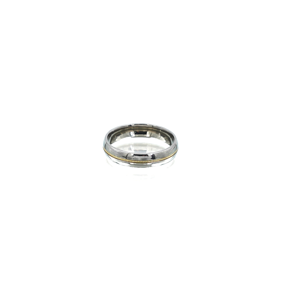 Mens Titanium, 14ct Yellow Gold Rope Inlay Ring