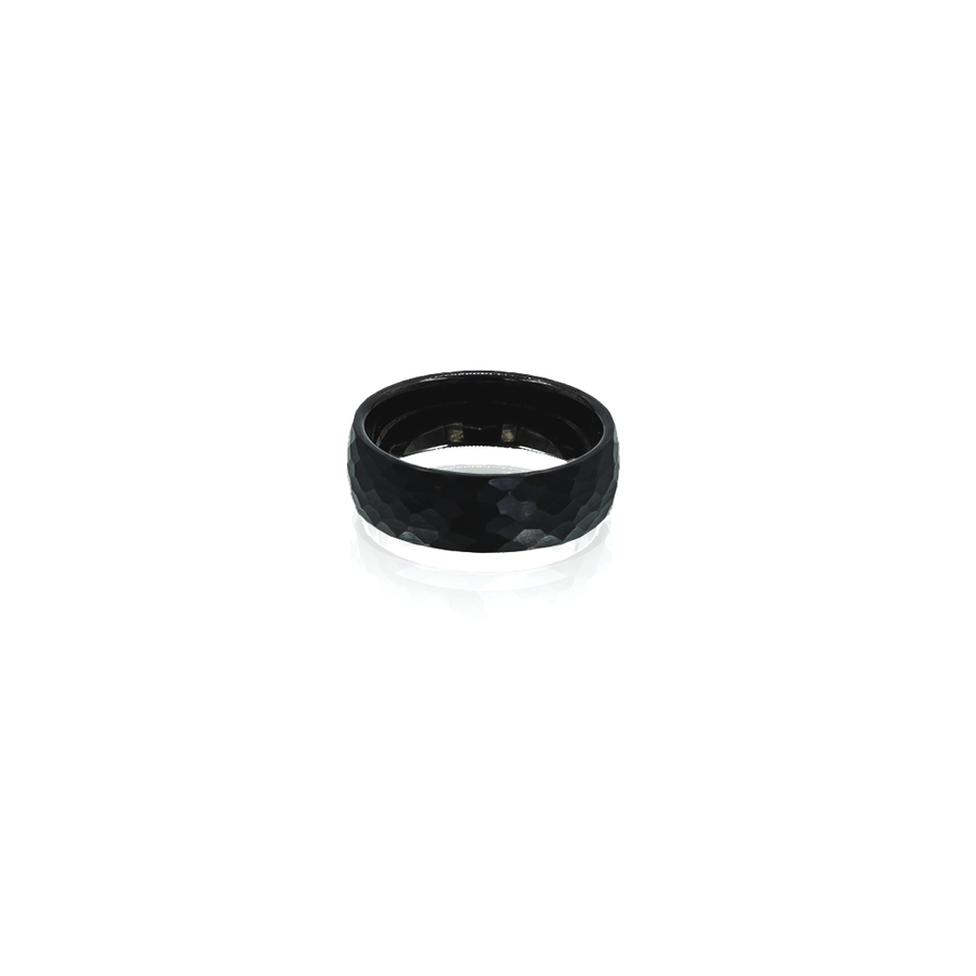 Mens Tungsten Black Brushed Hammered Ring