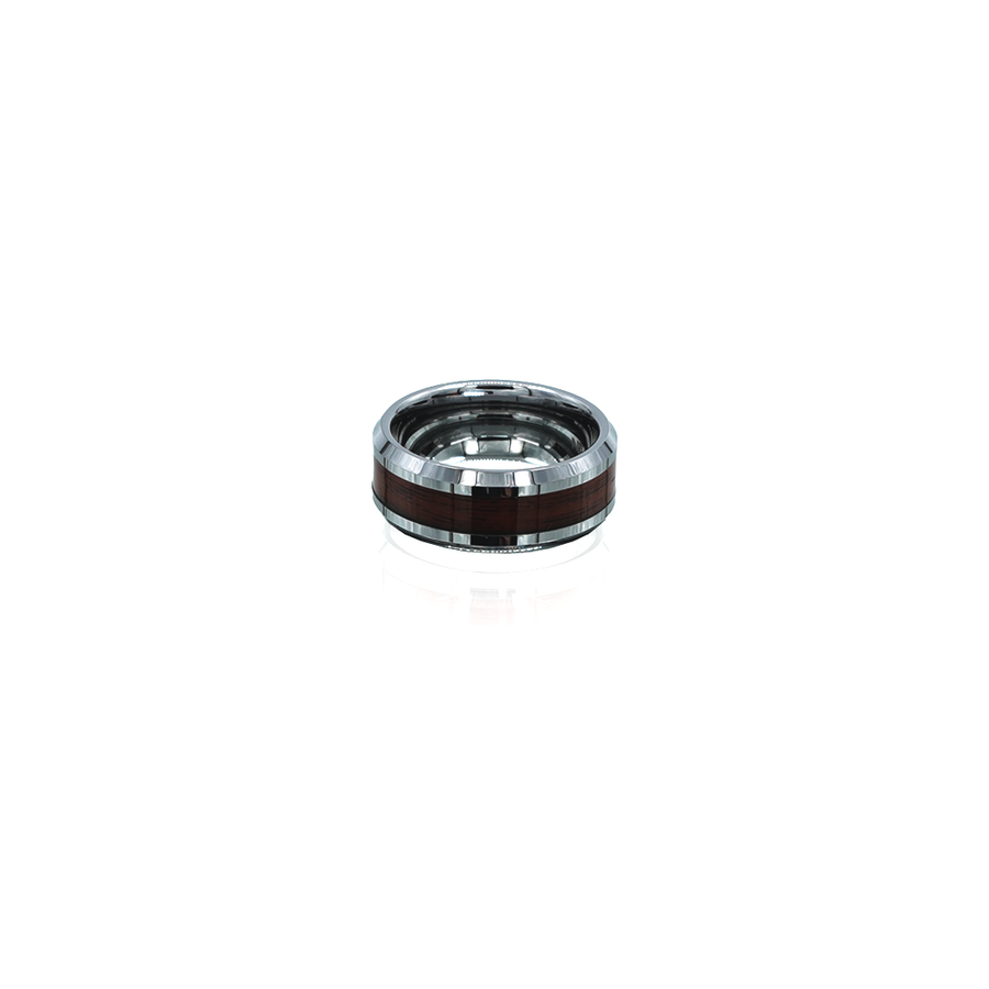 Mens Tungsten, Wooden Glazed Inlay Ring
