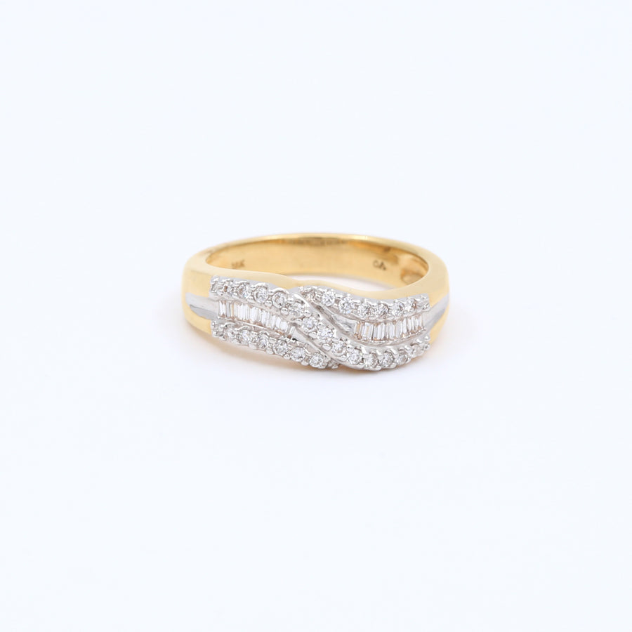 Yellow Gold Crossover Diamond Engagement Ring