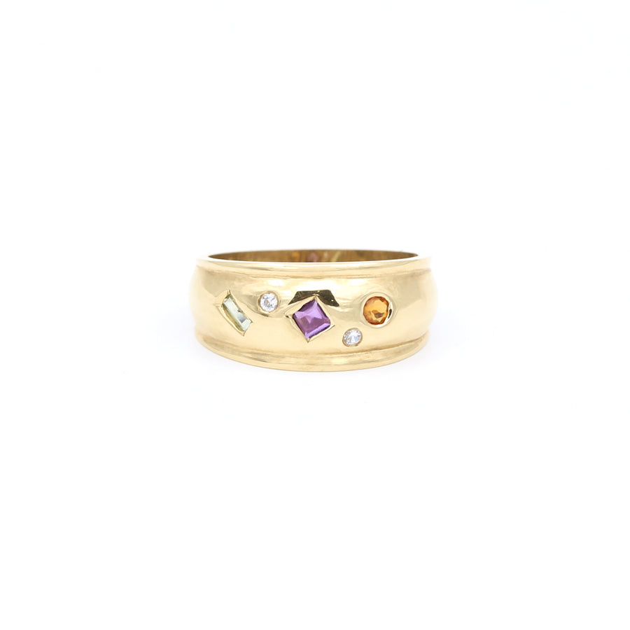 Yellow Gold Abstract Precious Stone Ring