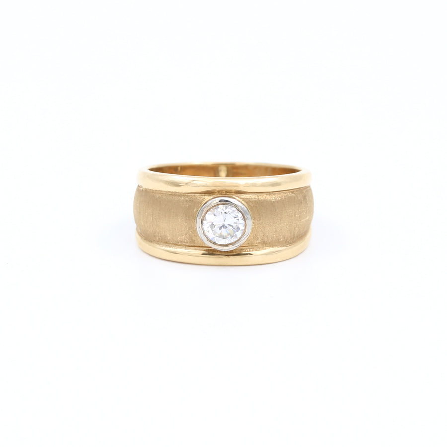 Yellow Gold Shiny And Matte CZ Ring