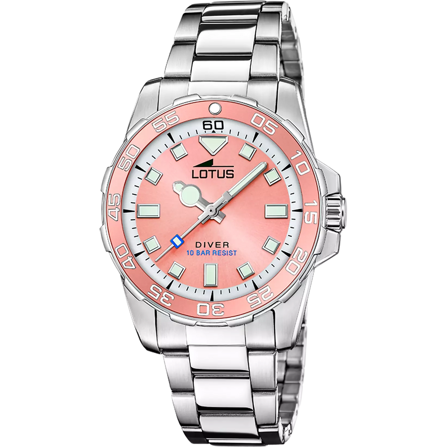 Lotus Women's Pink Divers Stainless Steel Watch