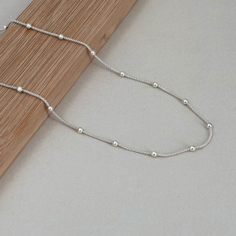 Ladies Sterling Silver Bead and Snake Chain