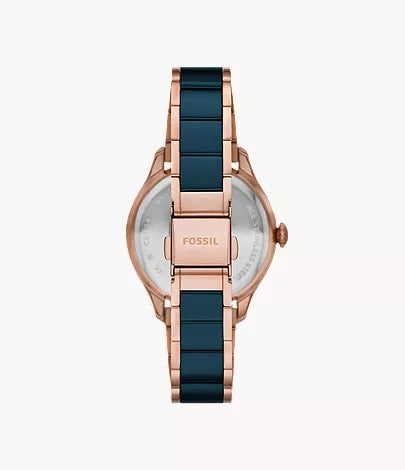 Fossil Gilmore Rose Gold and Navy Ceramic Watch