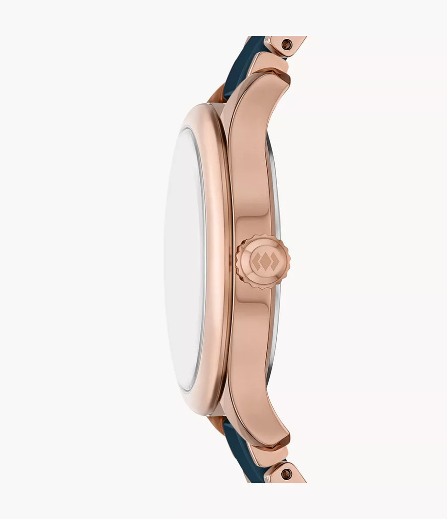 Fossil Gilmore Rose Gold and Navy Ceramic Watch
